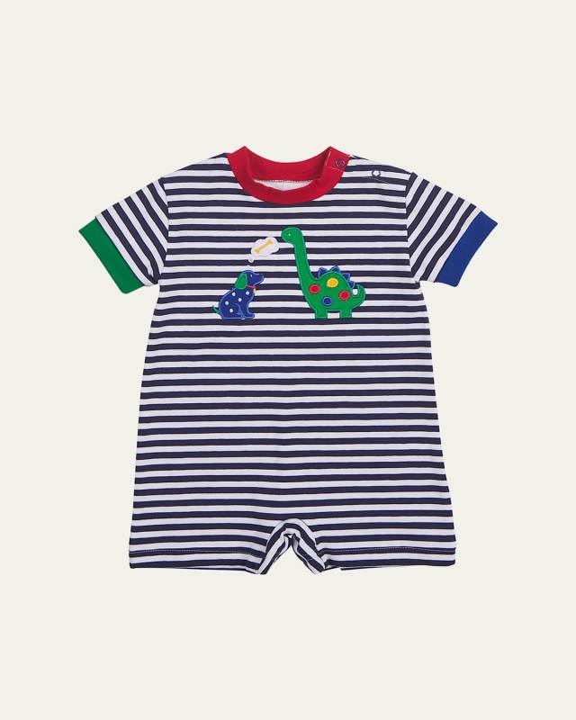 Boy's Dog and Dino Knit Shortalls, Size 3M-24